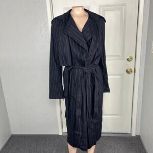 Elaine Kim Women's Wrap Jacket Linen Blend Striped Belt Tie Designer Coat F3-16